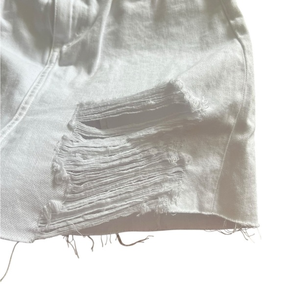 L'AGENCE White Distressed Denim Mini Skirt - Picture 6 of 8